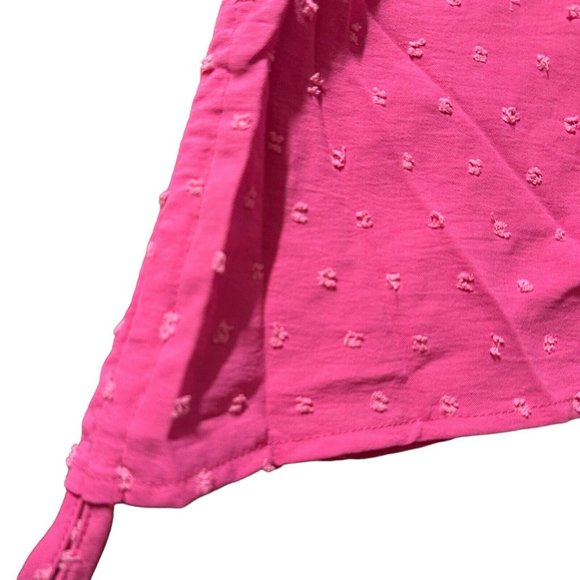 Ruched Asymmetrical Mini Shirt Dress Large Magenta Scoop Neck Sleeveless Stretch - Picture 14 of 16